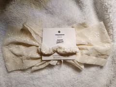 NWT Free People The Dreamers Lace embroidered Floral Bow Hair Tie White Wedding