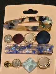 NEW Crystal Rhinestone Fabric Metal Hair Clips Barrettes 2 Sets 4 Total 8 3″