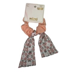 Scunci Orange Floral Scarf Scrunchie Womens Hair Accessory Boho Tie Casual NWT