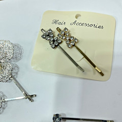 Lot of 12 VINTAGE 1970s & Early 80s Hair Barrette crafted w Rhinestones NICE!