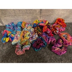 Set of 22 Retro 80’s Metallic Hair Pony Tail Scrunchies for Women Hair Accessory