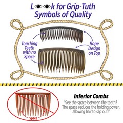Good Hair Days Grip Tuth Hair Combs 40072 Set of 2, Clear 1 1/2″ Wide Combs