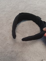 Black Padded Knotted Fabric Headband for Women, Solid Classic Casual