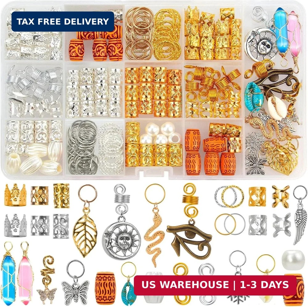 200 Pcs Hair Beads Jewelry, Dreadlock Jewelry for Hair Braids, Hair Accessories
