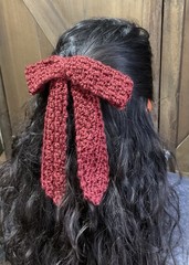 Handmade Red Crochet Bow Hair Clip Barrette for Women Classic Solid