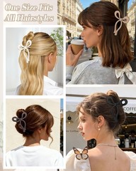 CHLINS 4 Pack Bow Hair 1 Count (Pack of 4), 4.3″Matte Beige/ Black/Brown/Tan