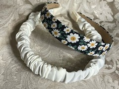 Black Floral & White Headband Casual Elegant Hairband Hair Accessory Set Of 2