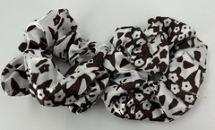 Icing Scrunchie Brown & White Satin NEW Set of 2