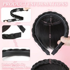 Headband with Bangs Hair Fringe Braid Hairband Chunky Hairpiece Christmas Gift