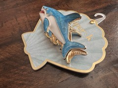 SHARK Hair Clip PIPER K Metal Gold with Color Enamel Design Shark Week Large NEW