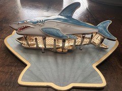 SHARK Hair Clip PIPER K Metal Gold with Color Enamel Design Shark Week Large NEW