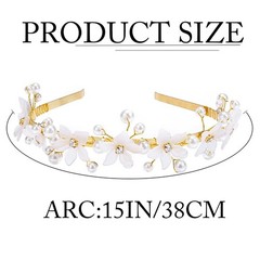 Flower Headband Pearls Rhinestones Floral Bride Wedding Party Accessory A Gold