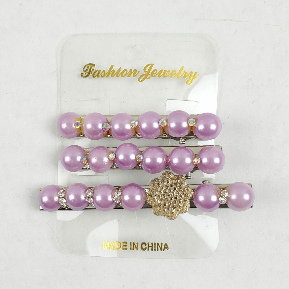 3 PCS set Hair Pins Clips with Pearls Rhinestones For Women Girls