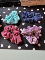 Lot of 24 Scrunchies Multiple Colors Materials Prints Sizes