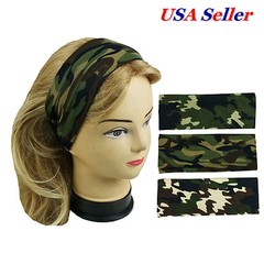 Camouflage Stretchable Headband Width 3″ Yoga Outdoor Sports for Men Women Youth