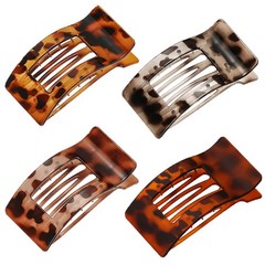 4 Pack Flat Hair Clips for Women, Large French 1 Count (Pack of 4), Tortoise