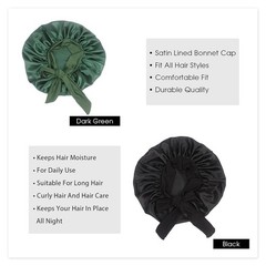 2 Pack Silk Satin Hair Bonnet With Stretch Tie Band Bonnets Curly Hair Sleeping