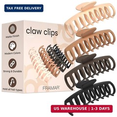 FRAMAR Extra Large Claw Clips For Thick Hair – Hair Claws Pack, Large Hair Clips