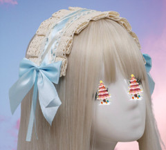 Pink Purple Blue Lolita Headdress Bow Lolita Headband Cosplay Accessories USA