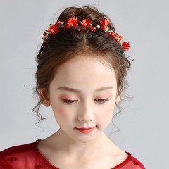 2 PCS Red Daisy Pearl Flower Vine Rhinestones Headband, Flower Headband Floral H