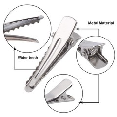 30MM Small Alligator Hair Clips, 100 Pieces Silver Metal Alligator Hair Pins Tee
