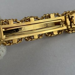 VTG Barrette Faux Pearl Gold Tone Square Rope Hair Clasp France