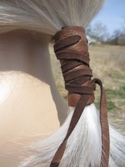 Ponytail Holder Leather Hair Tie Wrap Cuff BOHO Bohemian Clothing Jewelry Orange