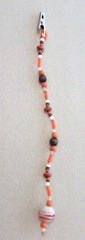 NEW NOS Handmade Hanging ORANGE WHITE BROWN BEADS Fashion Metal ROACH HAIR CLIP