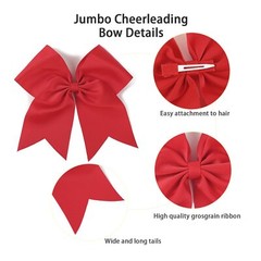7 Inch Red Jumbo Solid Color Bows with Alligator Hair Clips For Girls and Women