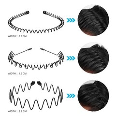6 PCS Metal Hair Headband Wave Style Hoop Band Comb Sports Hairband Men Women