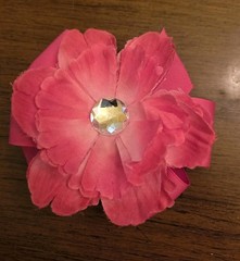 4.5″ PinkPeony Silk Flower Alligator Hair Clip with Rhinestone Layered Barette
