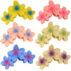 Ahoney Flower Hair Clips – 6PCS Hawaiian Hibiscus Clips Thick Hair, Beach Hair
