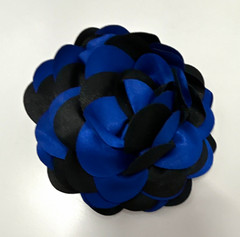 Women’s Blue Black Fabric Flower Barrette Hair Clip Accessory