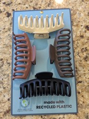 Sunday State 4 Pack Large 4.5″ Claw Hair Clips Black Brown Beige