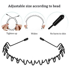 6Pcs Metal Hair Headband Wave Style Hoop Band Comb Sports Hairband Men Women