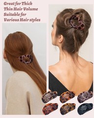 6 Pcs Flat Hair Claw 1 Count (Pack of 6), Glossy Leopard Print