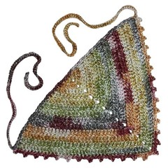Multicolor Crochet Triangle Bandanna Headscarf Handcrafted Handmade Cotton Knit