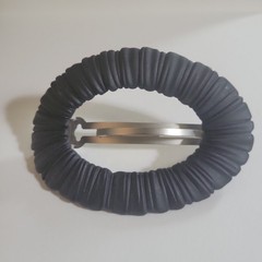 Vintage Made in France Black Textured Oval Barrette Hair Clip 3.25in Goth
