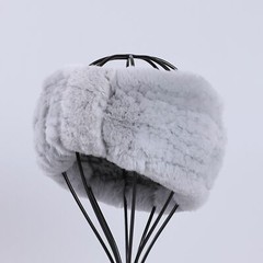 Women’s Winter Cold Weather Headband Rex Rabbit Fur Elastic Headwarmer Hairband