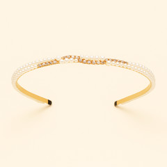Women’s Gold-Tone Pearl & Rhinestone Headband – Elegant Hair Accessory