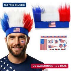 GORTIN Football Fans Wig Headband with Sticker Country Flag Hairy Headband