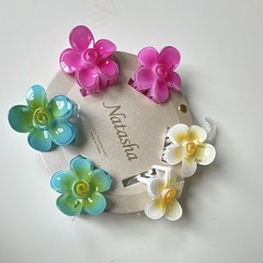 Natasha Women’s Flower Hair Claw Clips Set Multicolor Floral Plastic