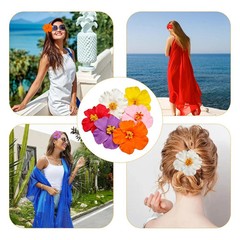 6 Pcs Hawaiian Flower Hair Clips for Women, 3.5 Inch Hawaiian Hibiscus Plumeria