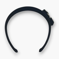 Salvatore Ferragamo Vara Bow Rhinestone Crystal Headband Black Silver Box
