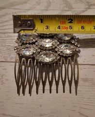 Rhinestone Crystal Hair Comb 7 Oval Cluster Wedding Party Business Dinner