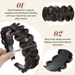 Hair Wide Braided Headbands Hair Piece for Women Synthetic Hair Braid Hairband