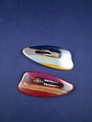 *2* Made In France Large Snap Barrette Striped Paint Brush Look *19