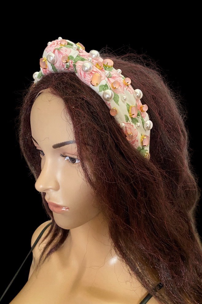Brianna Cannon Floral Faux Pearl Cabochon Headband