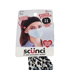 Scunci Deep Teal Fabric Hair Headband and Button Hairband Set with Jewels Bundle