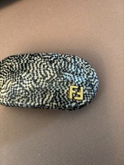 Fendi Black and White mother of pearl Hair Clip with FF Gold Logo